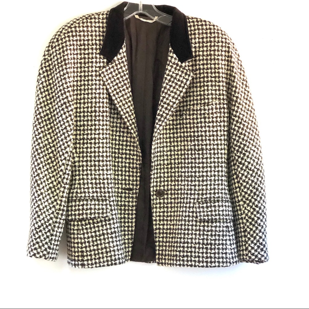 Vintage Max Mara Wool Hounds Tooth Jacket 14